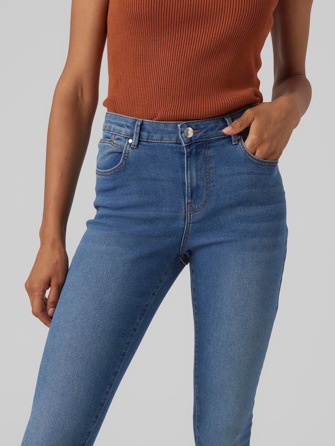 Vero Moda VMJUNE Middels høyt snitt Slim Fit Jeans -Medium Blue Denim - 10291273