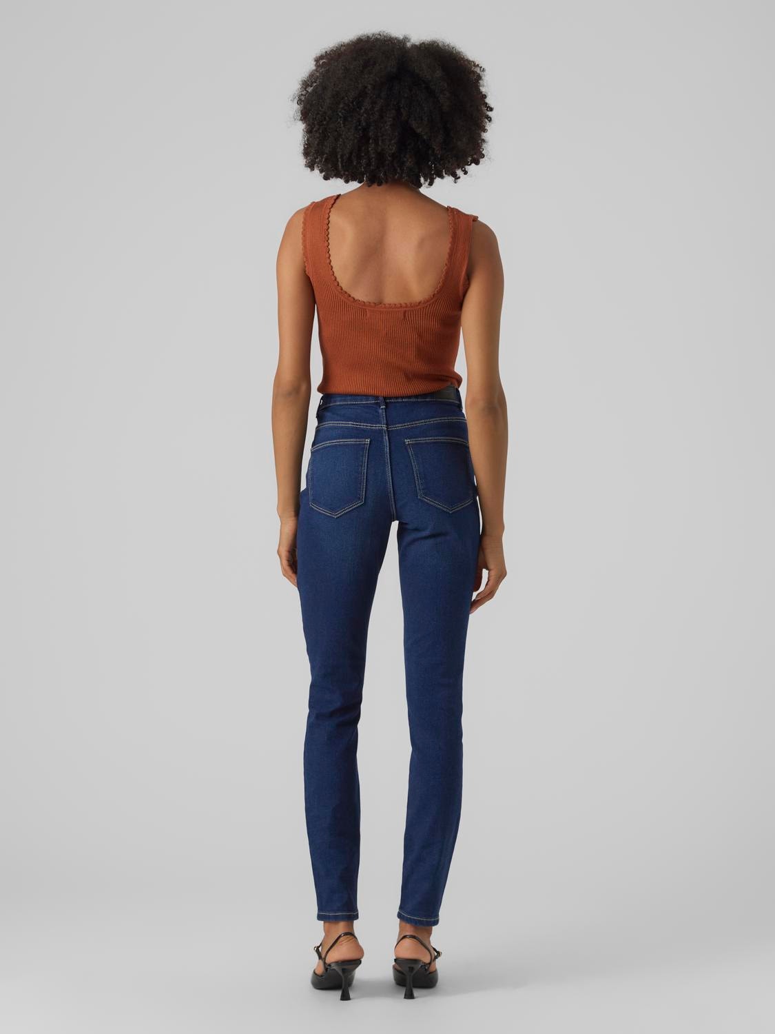 Vero Moda VMJUNE Mid Rise Slim Fit Jeans -Dark Blue Denim - 10291274