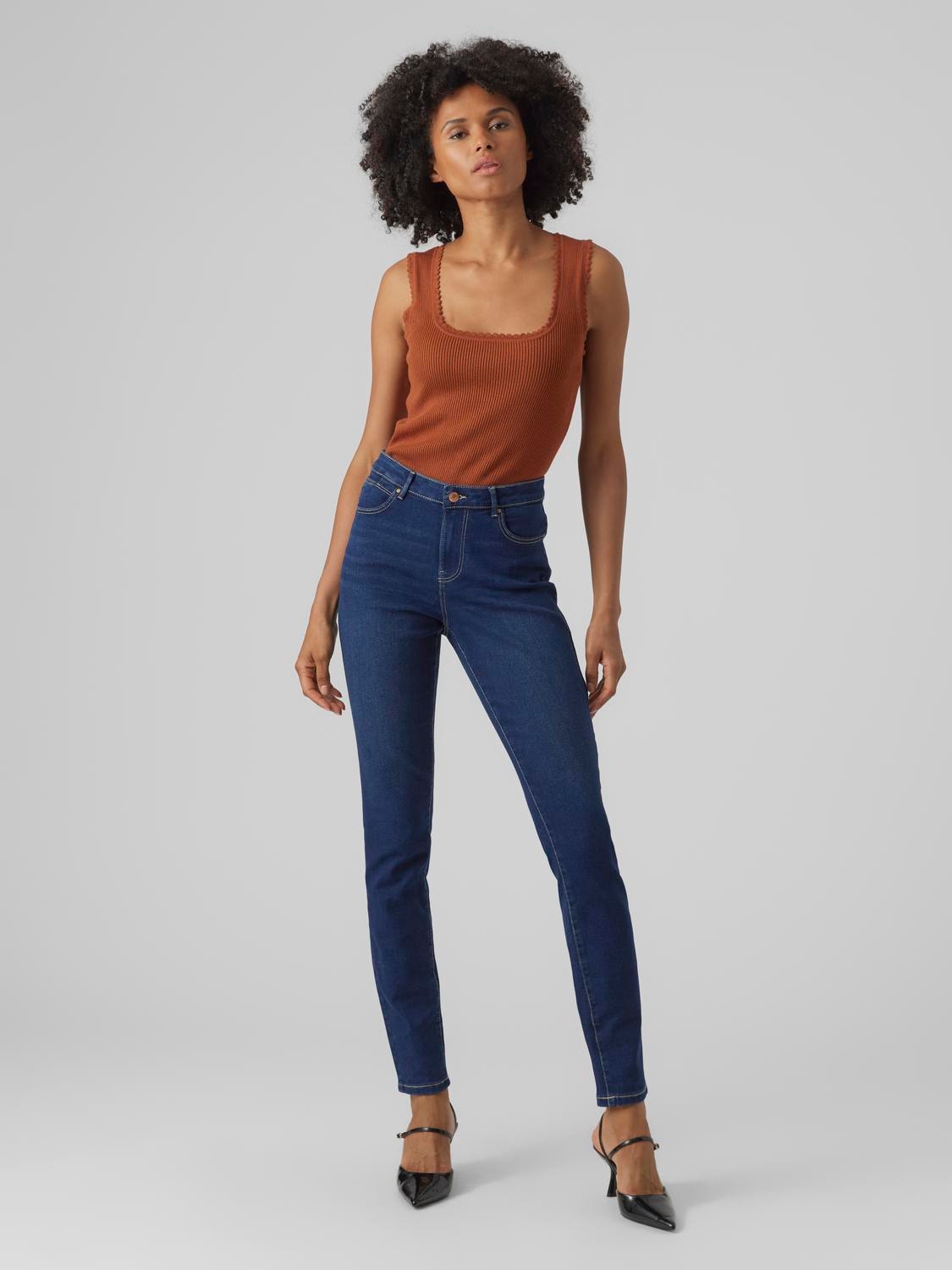 Vero Moda VMJUNE Vita media Slim Fit Jeans -Dark Blue Denim - 10291274