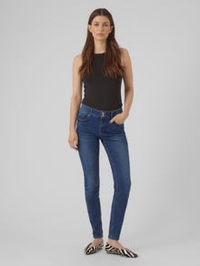 Vero Moda VMKIMMI Normaali vyötärö Slim fit Farkut -Dark Blue Denim - 10291333