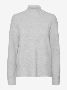 Vero Moda Kõrge kaelus Langetatud õlaosa Pullover -Light Grey Melange - 10291698
