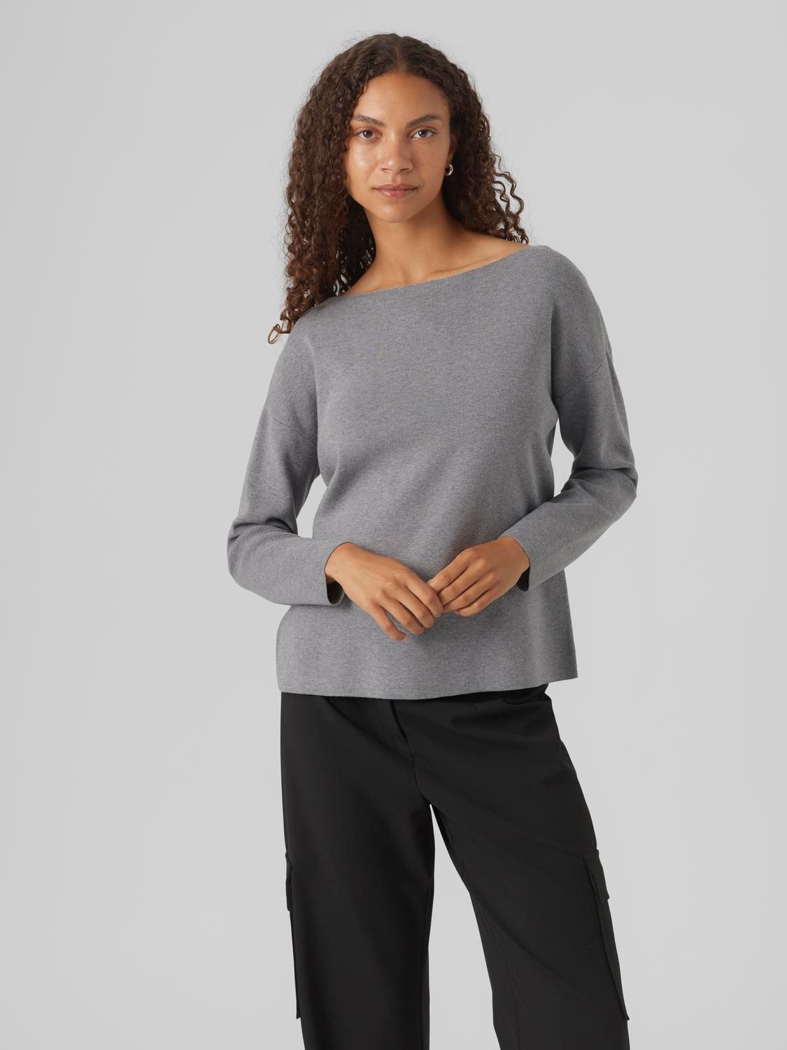 Vero Moda VMNANCY Sweter -Medium Grey Melange - 10291712