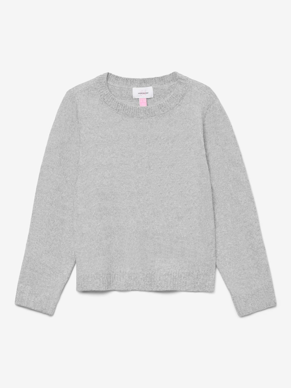 Vero Moda Tavapärane lõige Ümmargune kaelus Juunior Soonikuga mansetid Pullover -Light Grey Melange - 10291741