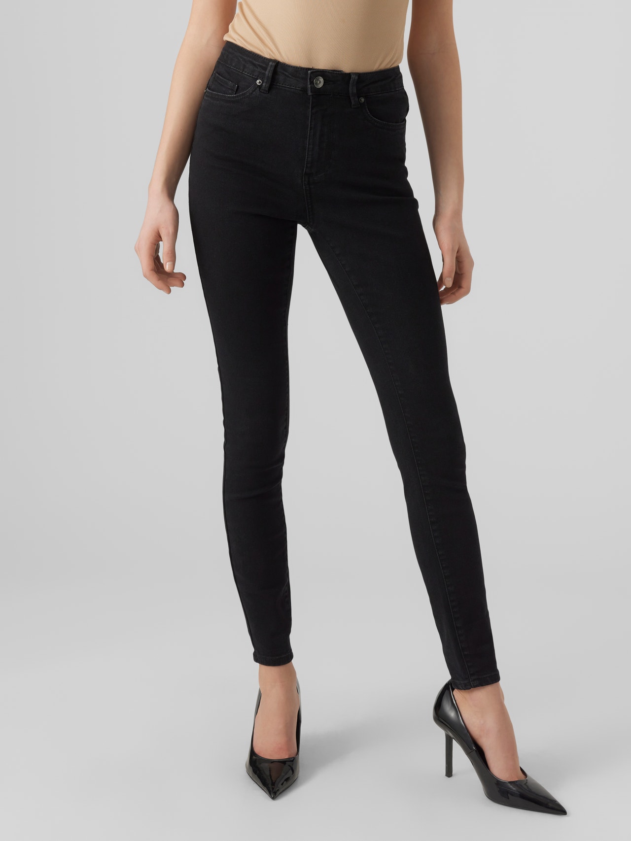 Vero Moda VMLUNA Skinny Fit Jeans -Black Denim - 10291745