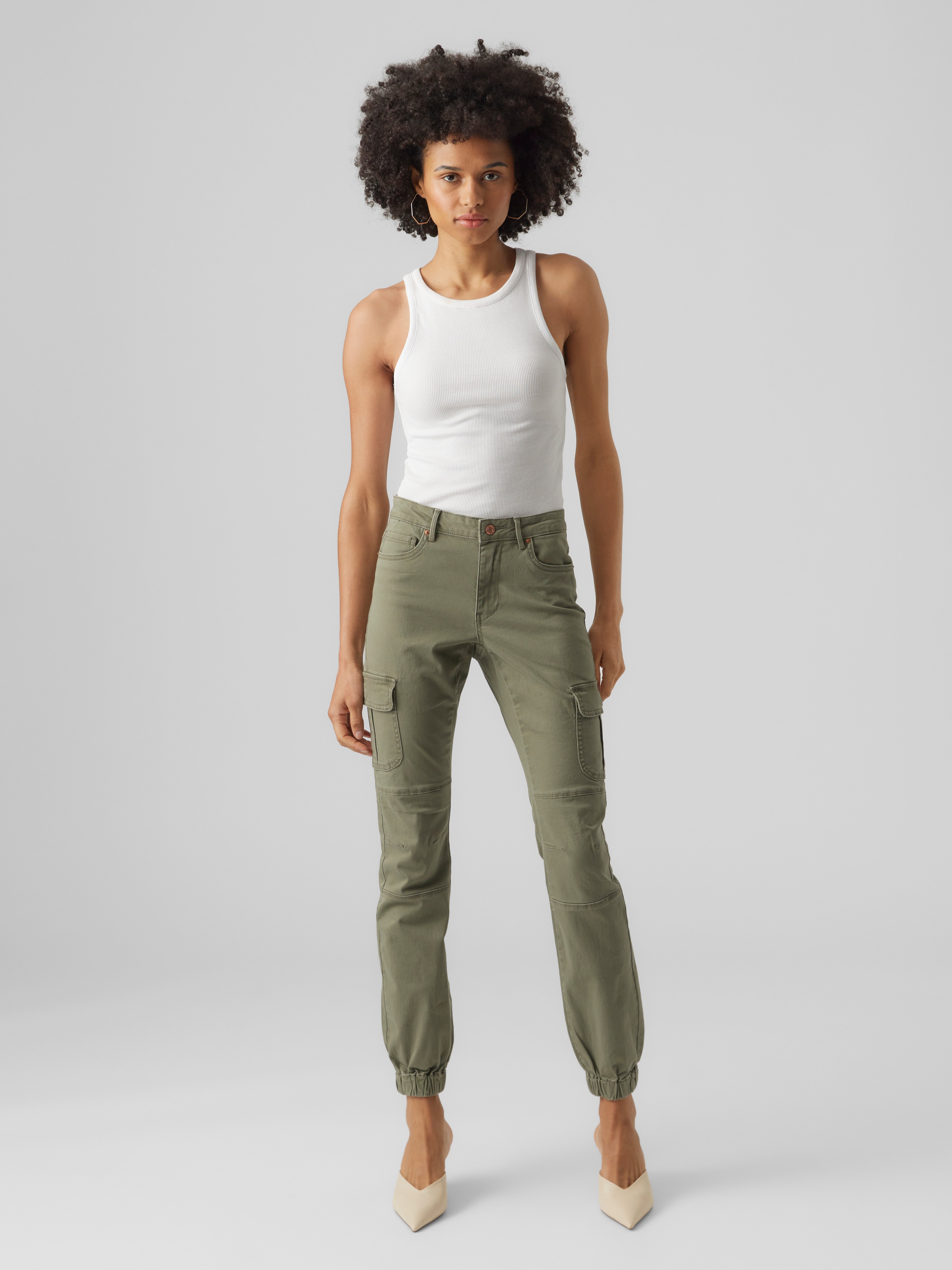 Pantalones Cargo String Para Mujer Vero Moda Vmeva – Corte Casual, Estilo Cargo Con Cordón, Cómodos Y Modernos