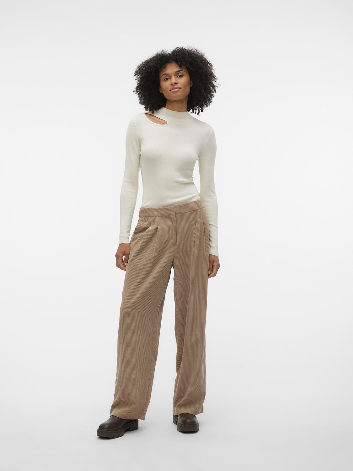 VMSASCHA Pantalon Taille moyenne Marron clair Vero Moda