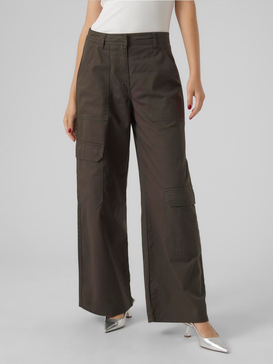 Vero Moda VMJOSIE Mid waist Trousers -Peat - 10291927