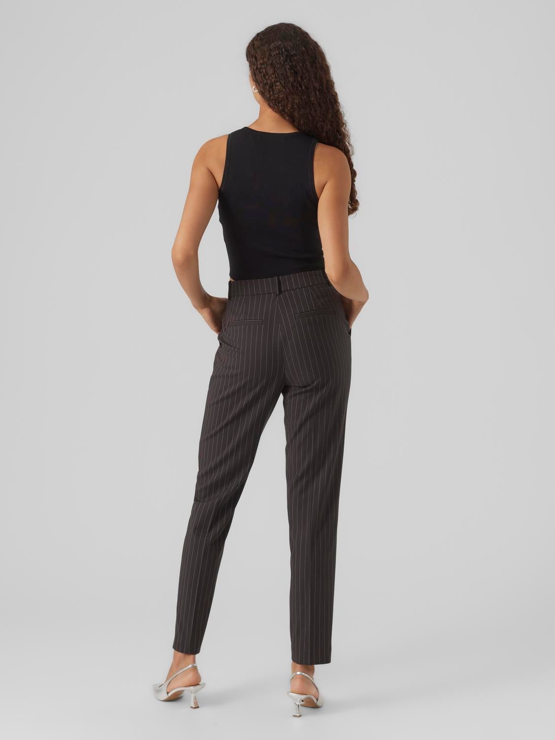 High waisted pinstripe on sale trousers