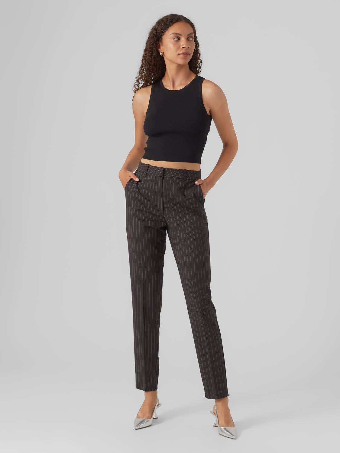 Broadstar Grey Relaxed Fit High Rise Trousers