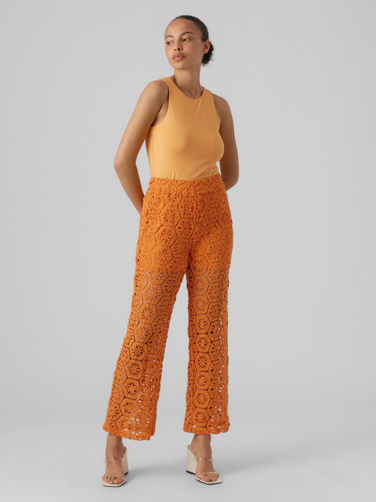 Vero Moda VMSUNSHINE Trousers -Sun Orange - 10292166