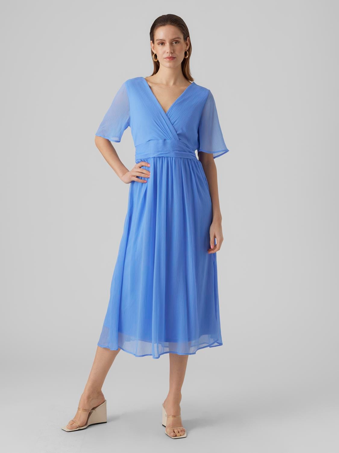 Fabrikant schelp opwinding lange jurk | Midden Blauw | Vero Moda®