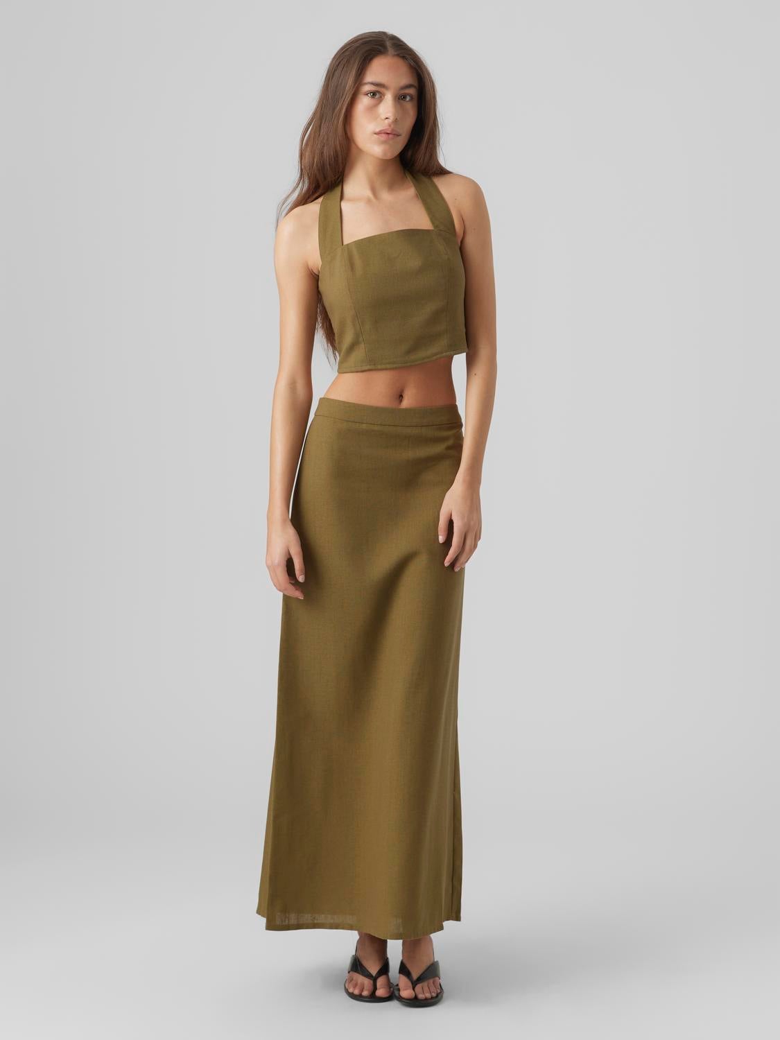 Long skirt with sale crop top 50