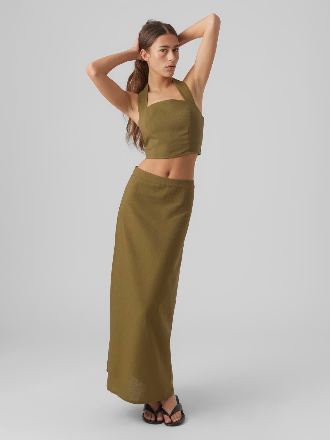 Long skirt with on sale crop top 50