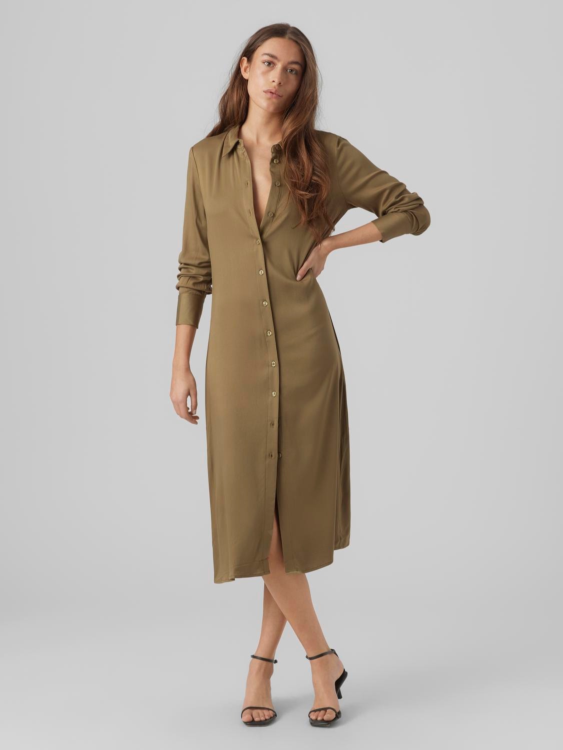 steno Cater Slaapkamer Regular fit Overhemd kraag Manchetten met knoop Normale mouwen Lange jurk  with 30% discount! | Vero Moda®