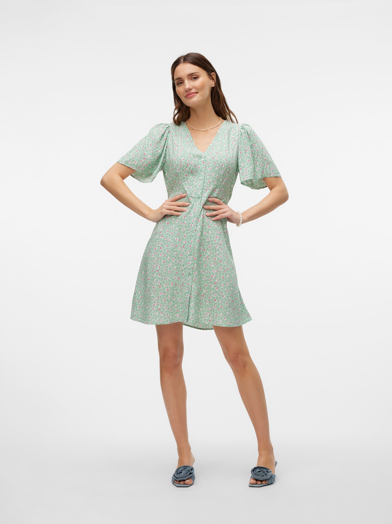 Vero Moda VMALBA Kort klänning -Silt Green - 10292845