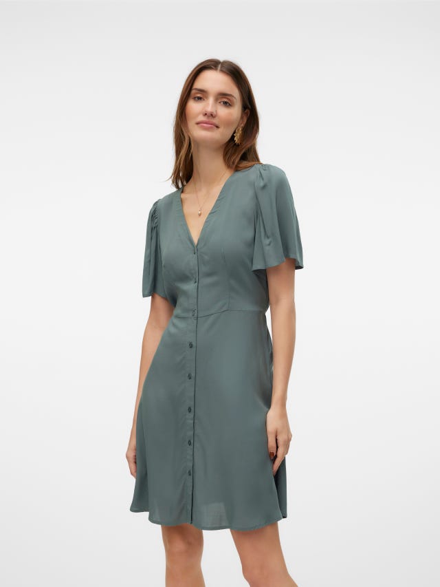 VERO MODA Abito da Donna Vmalba SS Short Dress Wvn Ga Noos, Nero, XS VERO MODA Abito da Donna Vmalba SS Short Dress Wvn Ga Noos, Nero, XS