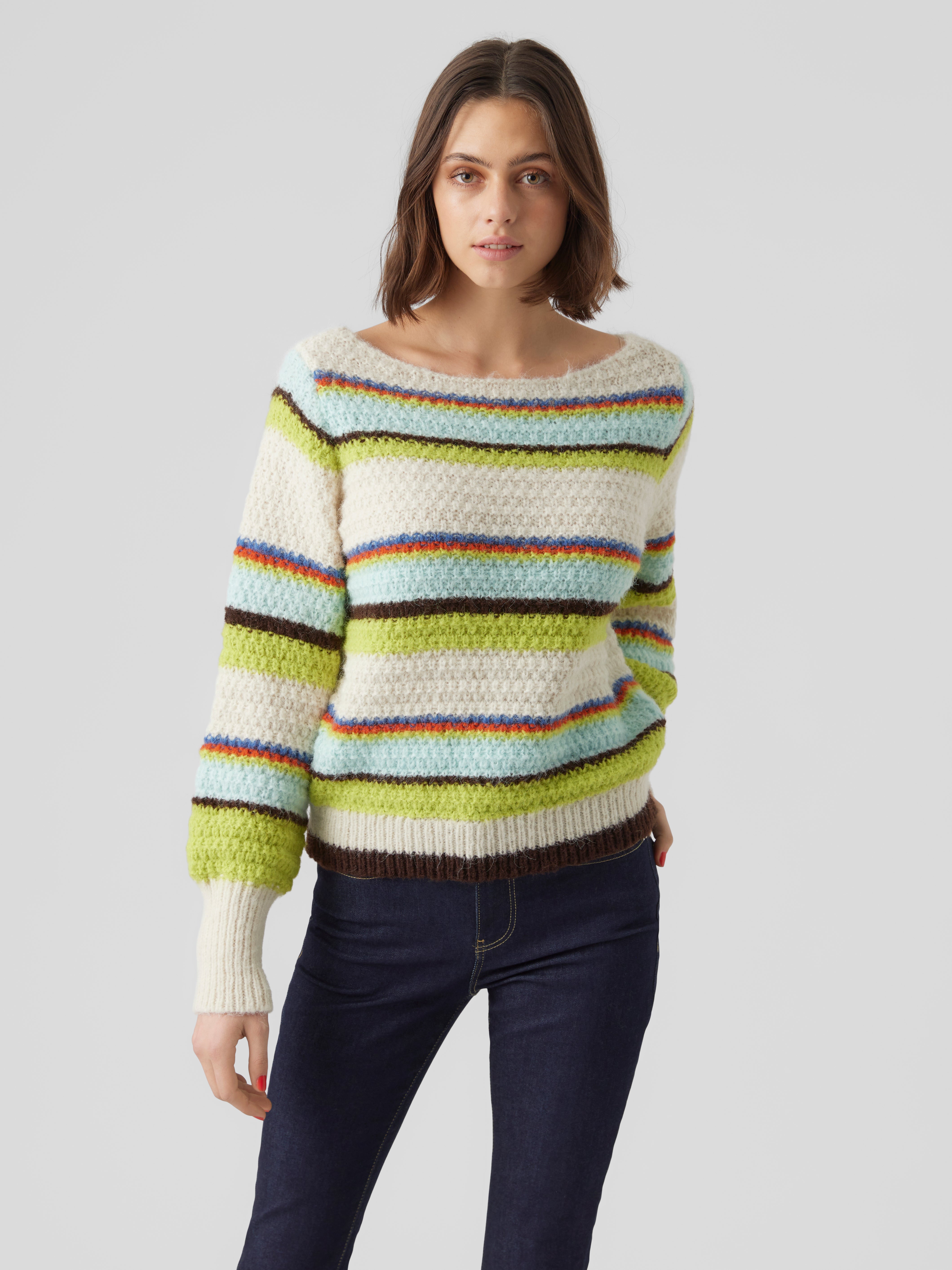 Boat neck Balloon sleeves Pullover | Light Grey | Vero Moda®