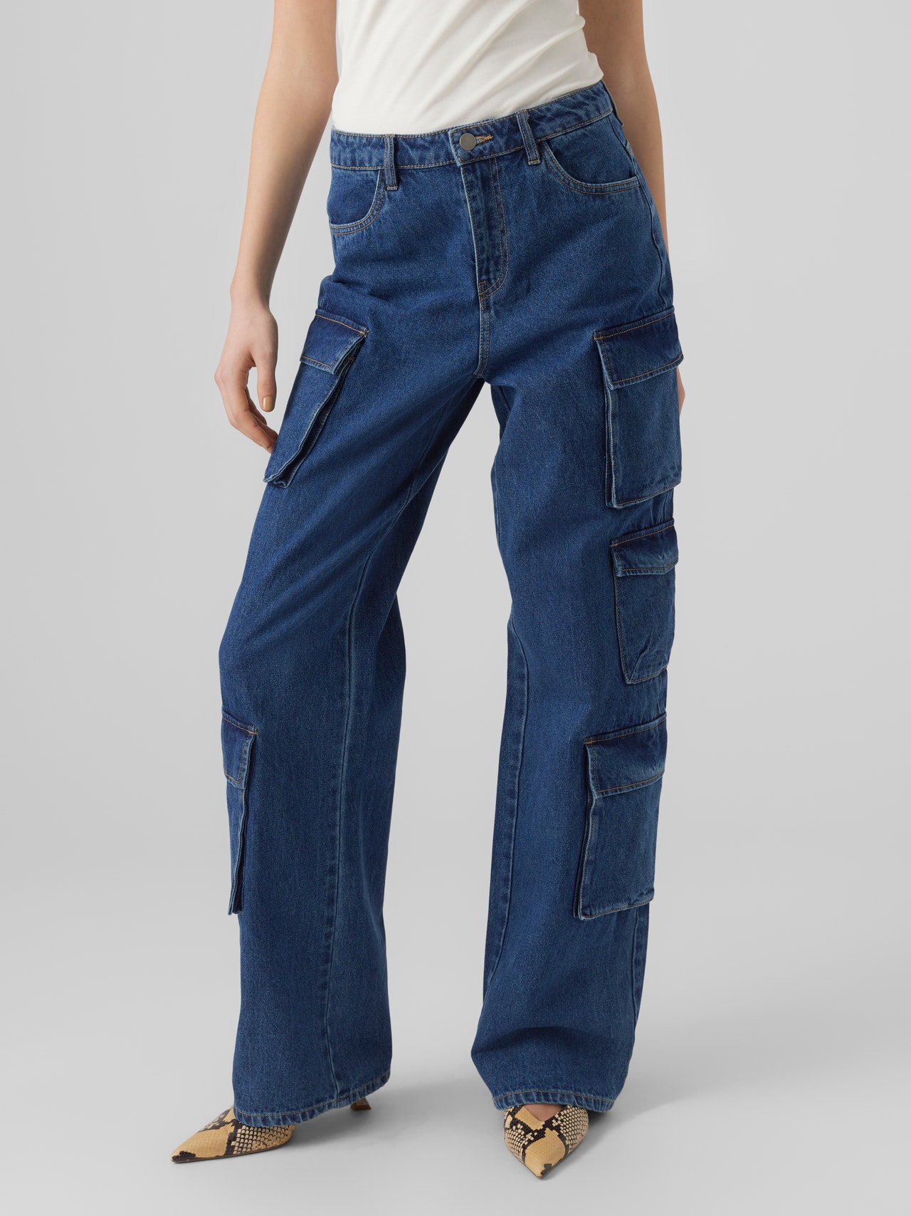 Vero Moda VMALEXA Mid rise Wide fit Jeans -Medium Blue Denim - 10293325