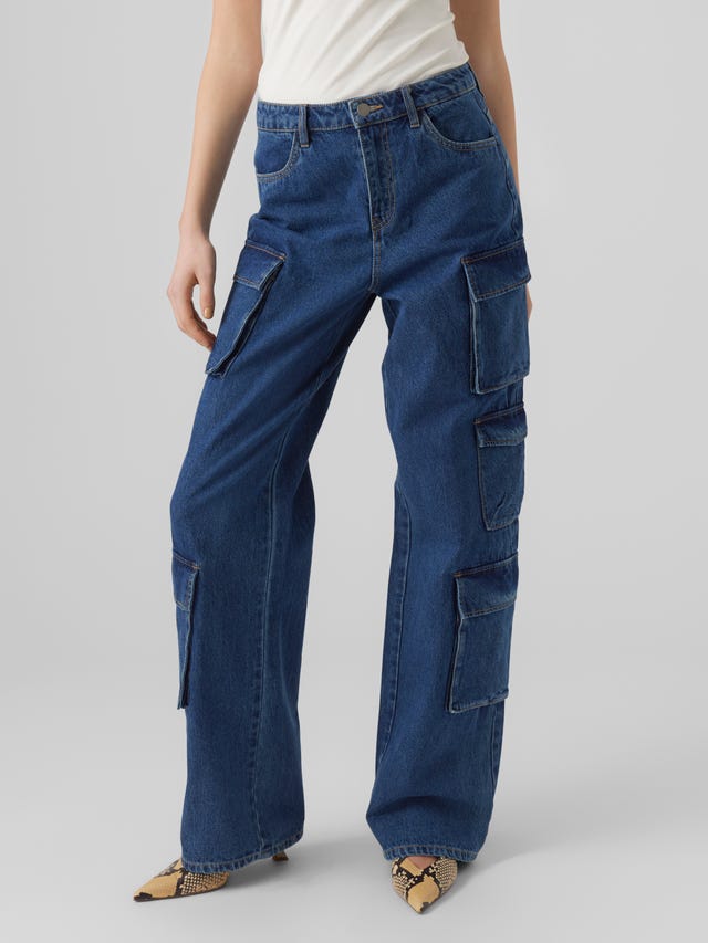 Vero Moda VMALEXA Middels høyt snitt Wide Fit Jeans - 10293325