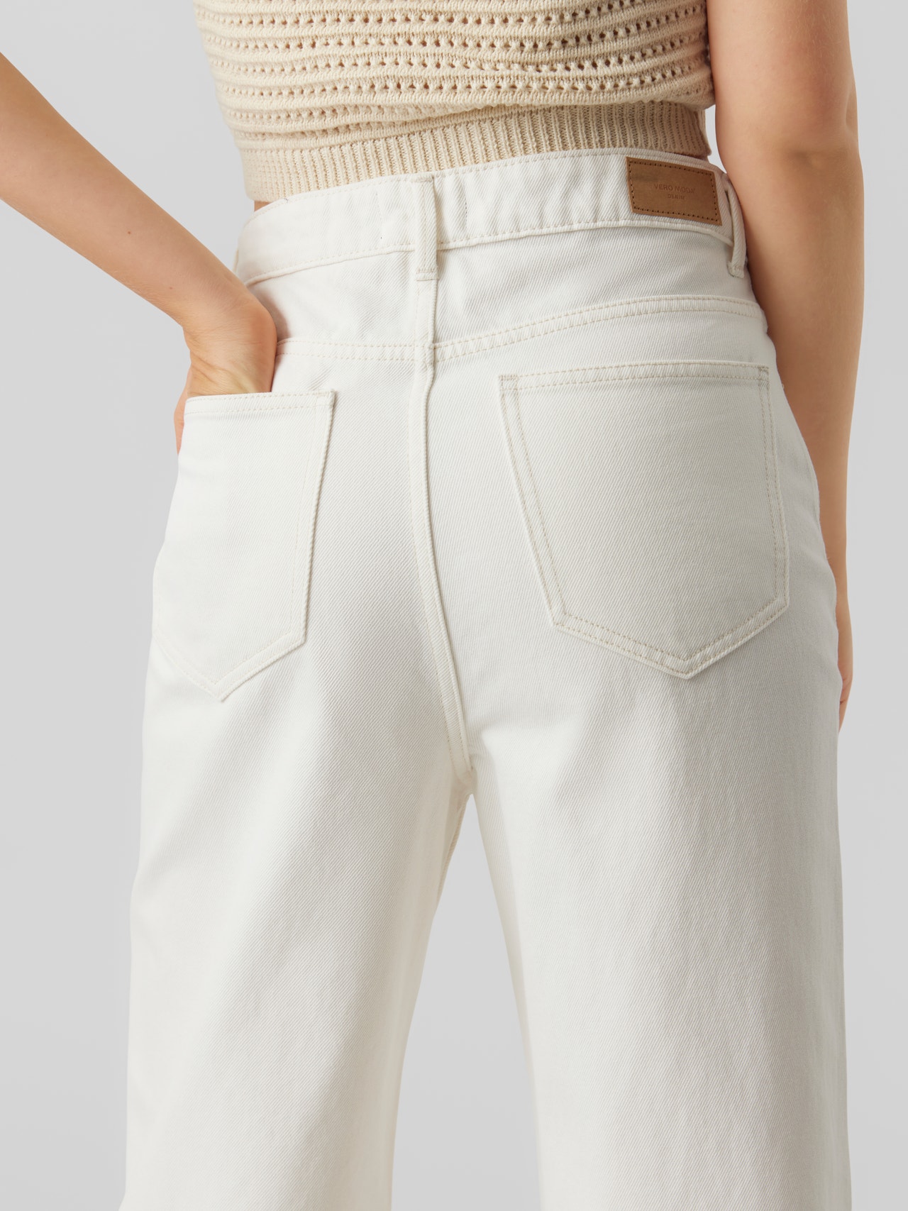 Wide leg fit talje Petite Jeans | White Clear | Vero Moda®
