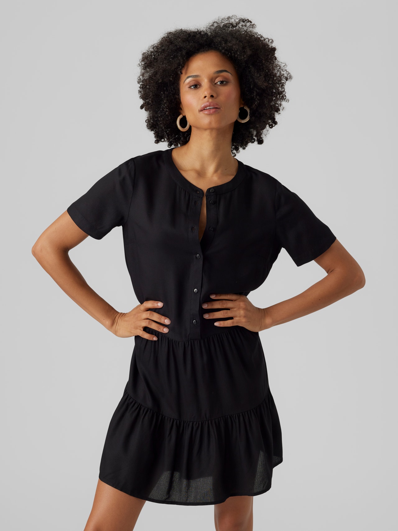 Regular Fit China Collar Petite dress | Black | Vero Moda®