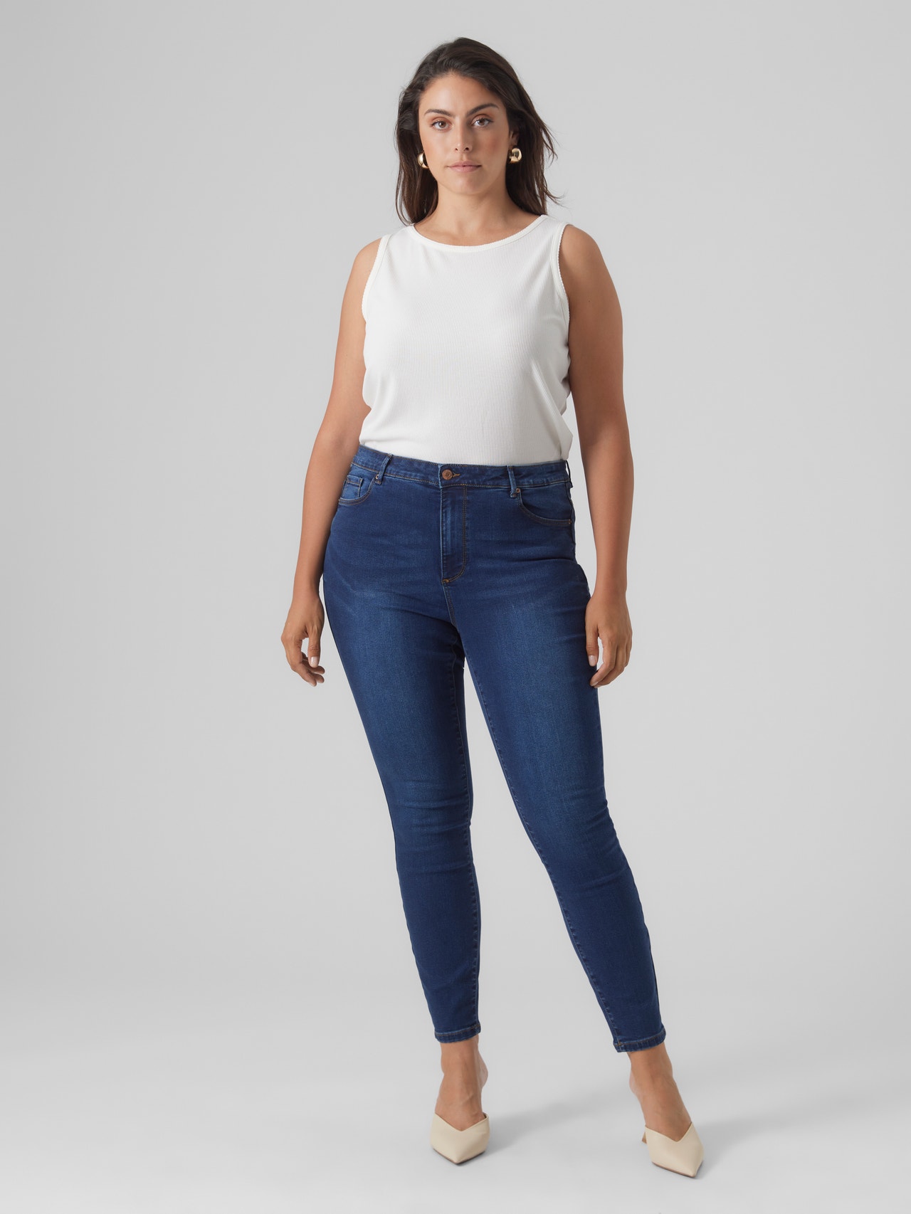 Vero Moda VMPHIA High rise Slim Fit Jeans -Dark Blue Denim - 10293763