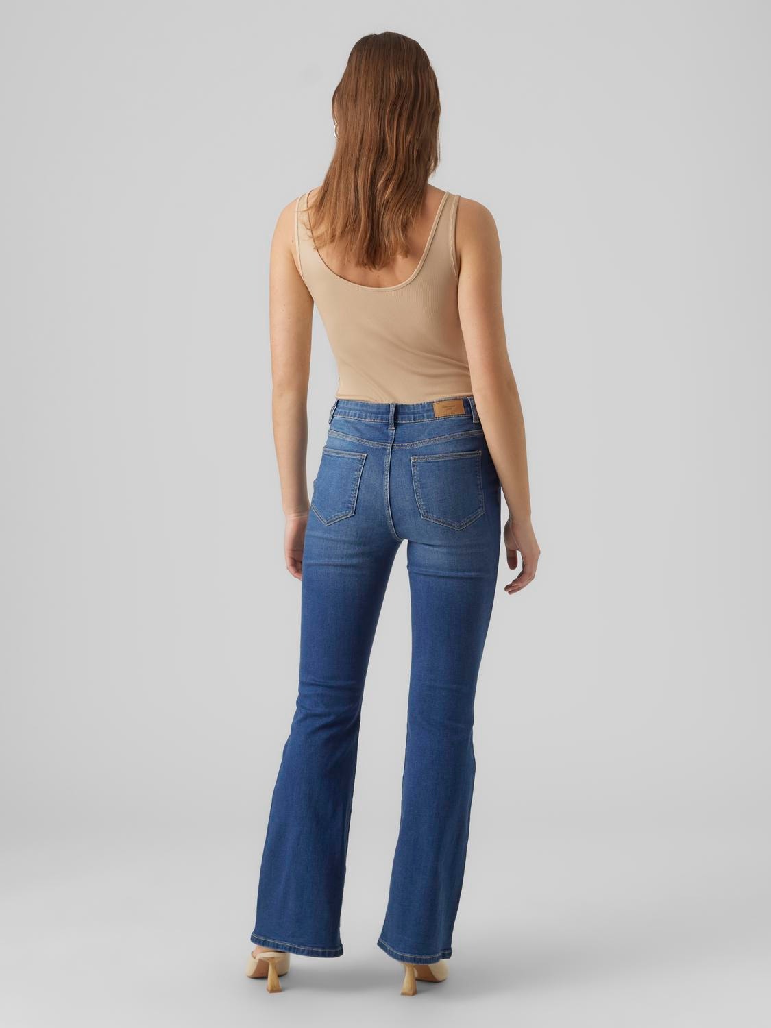 Vero Moda VMSELINA Høyt snitt Flared Fit Jeans -Medium Blue Denim - 10294195