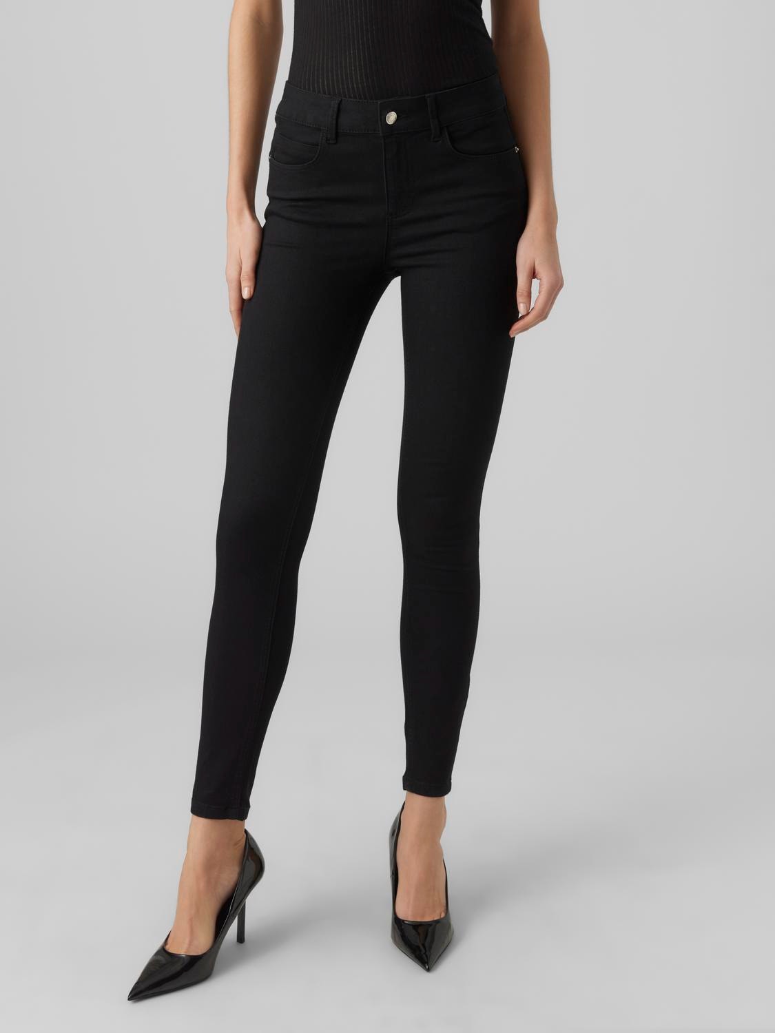 Vero Moda VMSELA Krój slim Jeans -Black Denim - 10294201