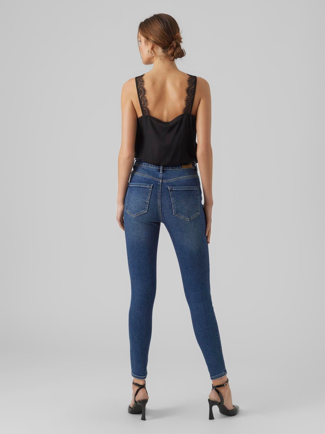 Vero Moda VMSOPHIA Hohe Taille Slim Fit Jeans -Dark Blue Denim - 10294378