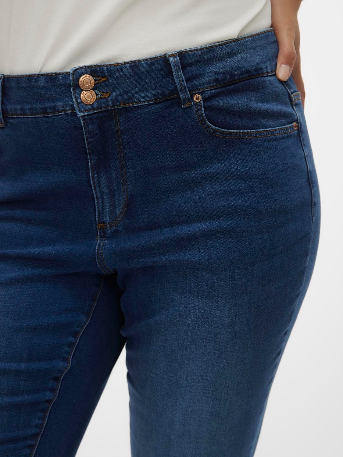 Vero Moda VMCSOPHIA Hohe Taille Slim Fit Jeans -Dark Blue Denim - 10295005