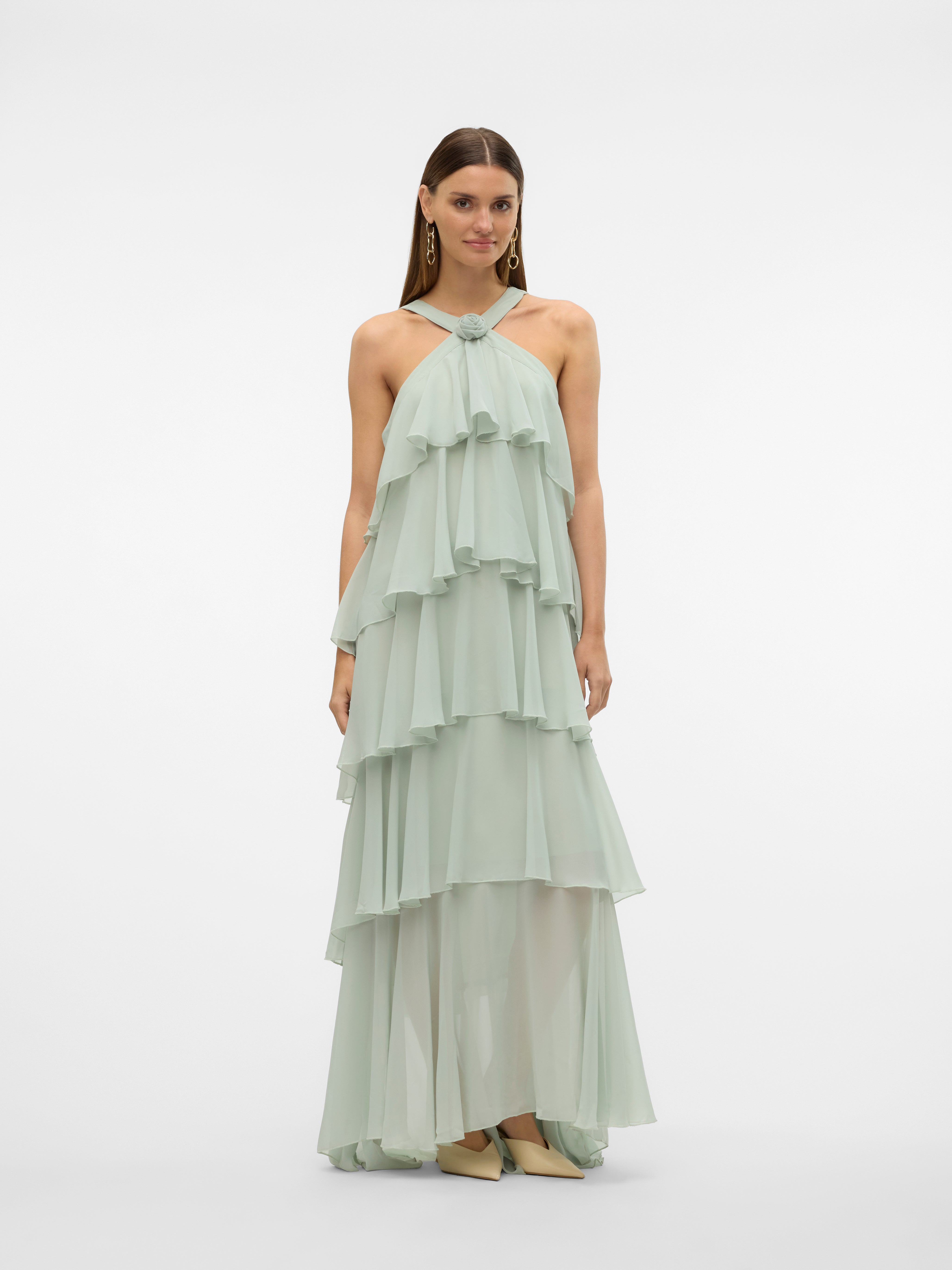 Bruine VANILIA Maxi jurk FLOWY PALM DRESS Bruine VANILIA Maxi jurk FLOWY PALM DRESS