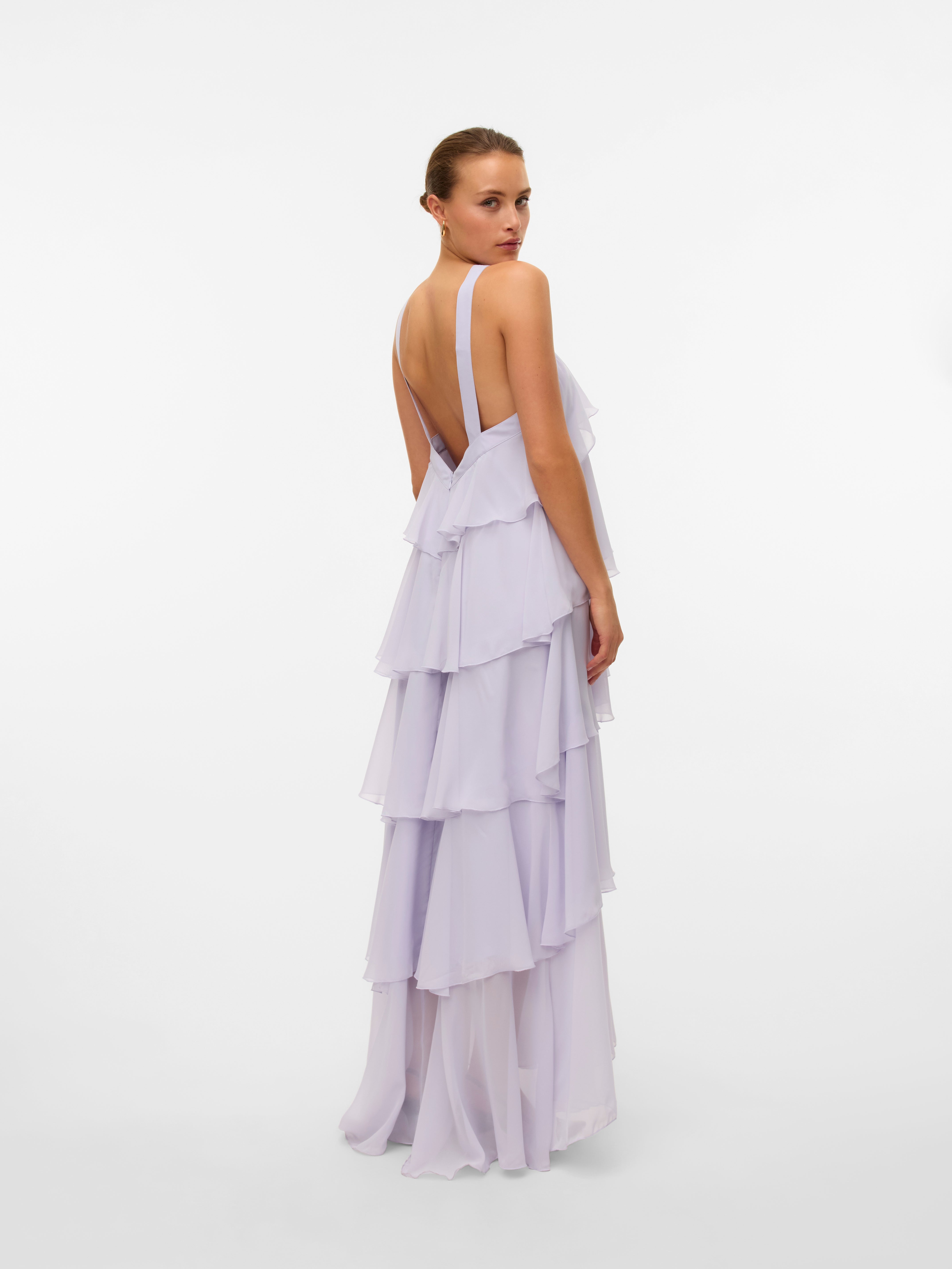 vero moda purple dress Vero Moda - High Neck Floral Applique Midi Dress - Women - Polyester - XS