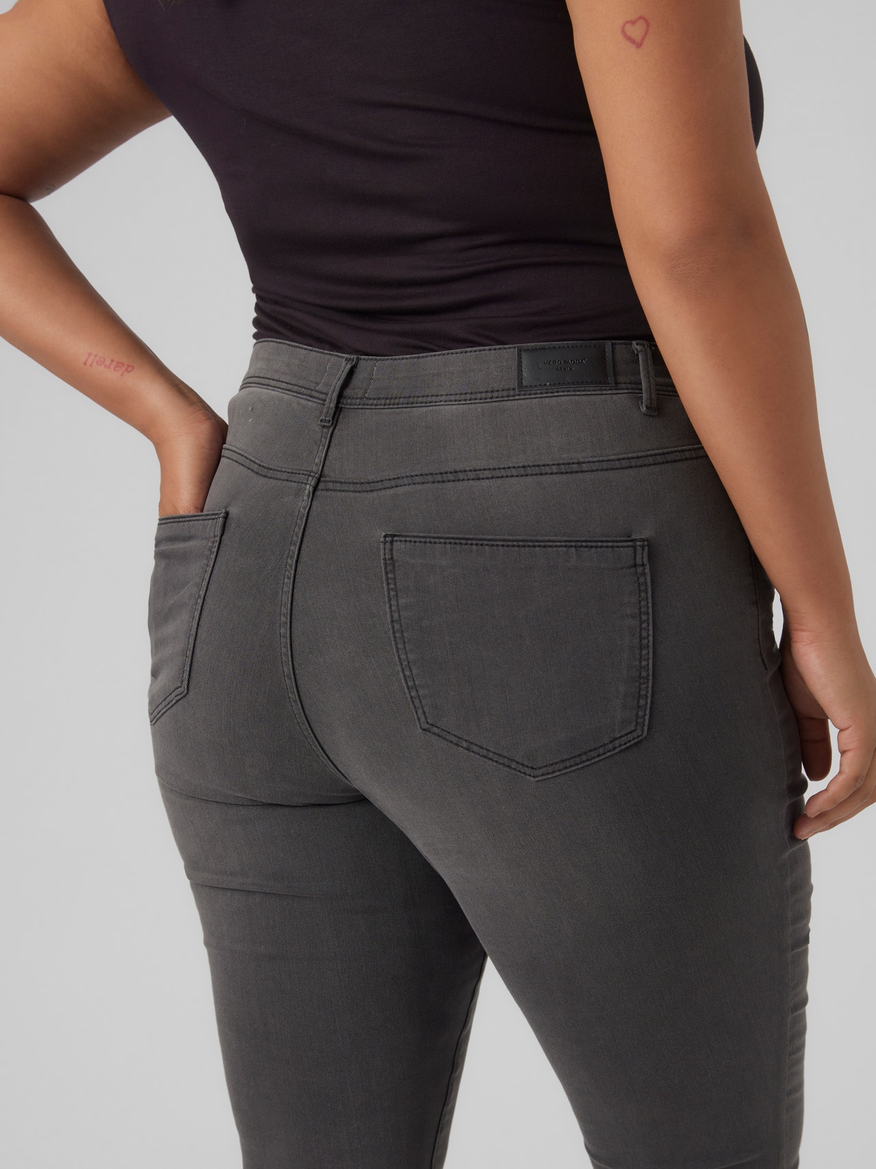 Vero Moda VMCFANYA Mid rise Skinny Fit Jeans -Dark Grey Denim - 10295528