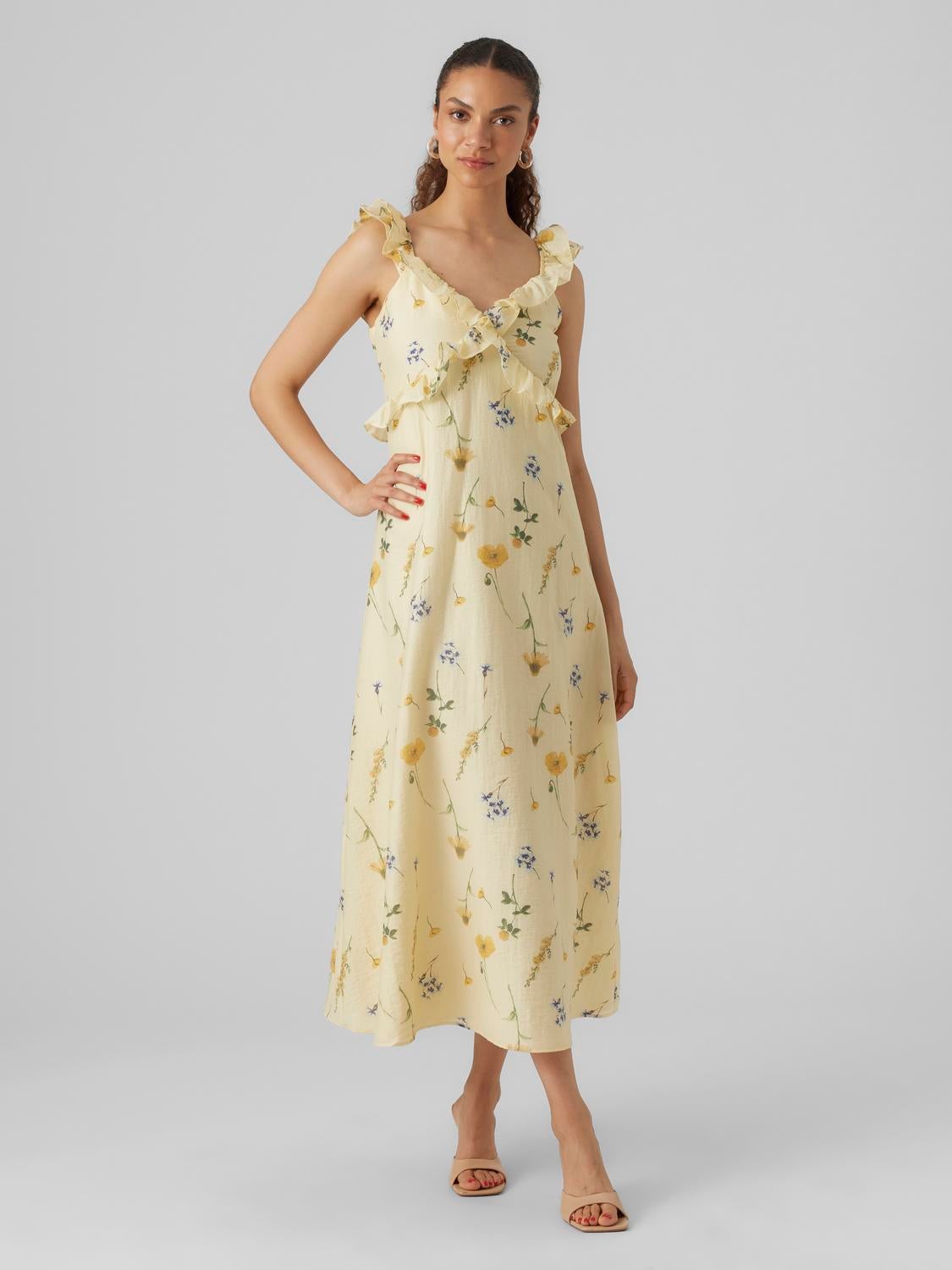 VMMADELEINE Robe longue Jaune clair Vero Moda