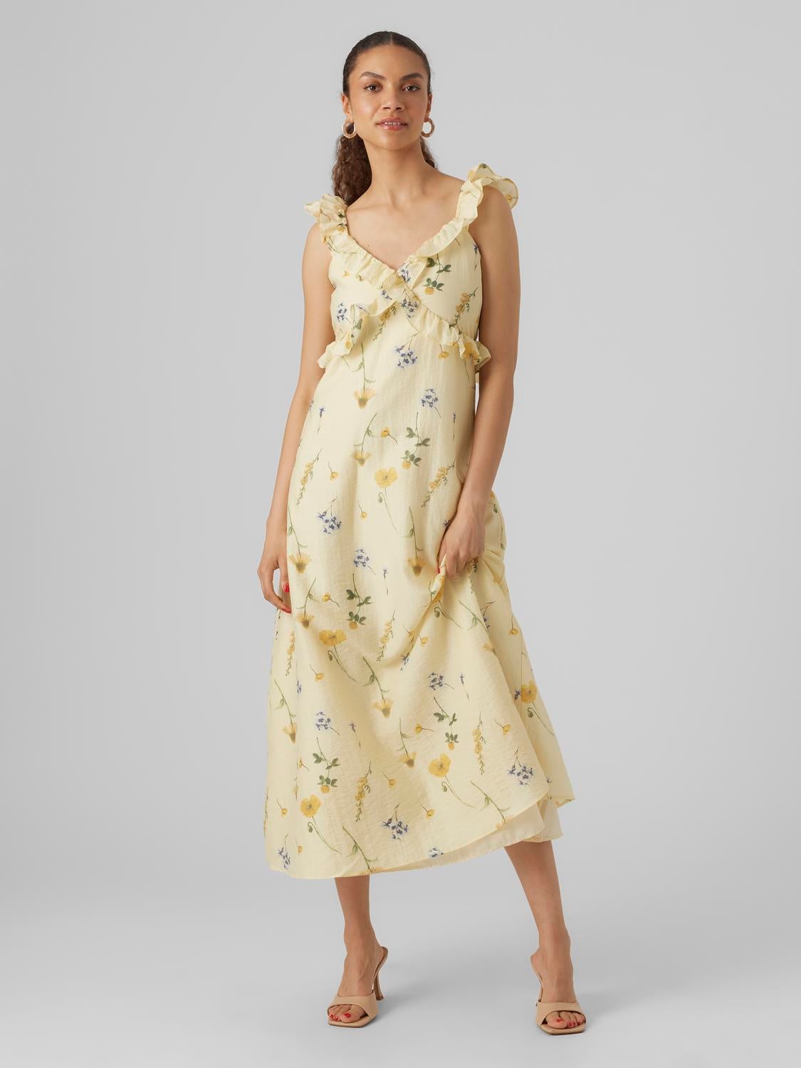 VMMADELEINE Robe longue Jaune clair Vero Moda