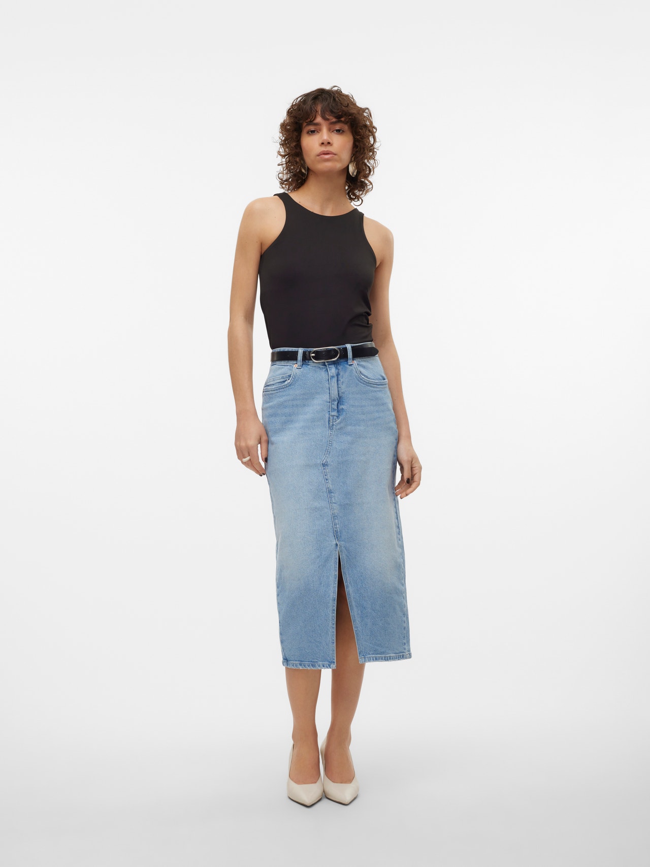 Vero Moda VMVERI High waist Long Skirt -Light Blue Denim - 10295731