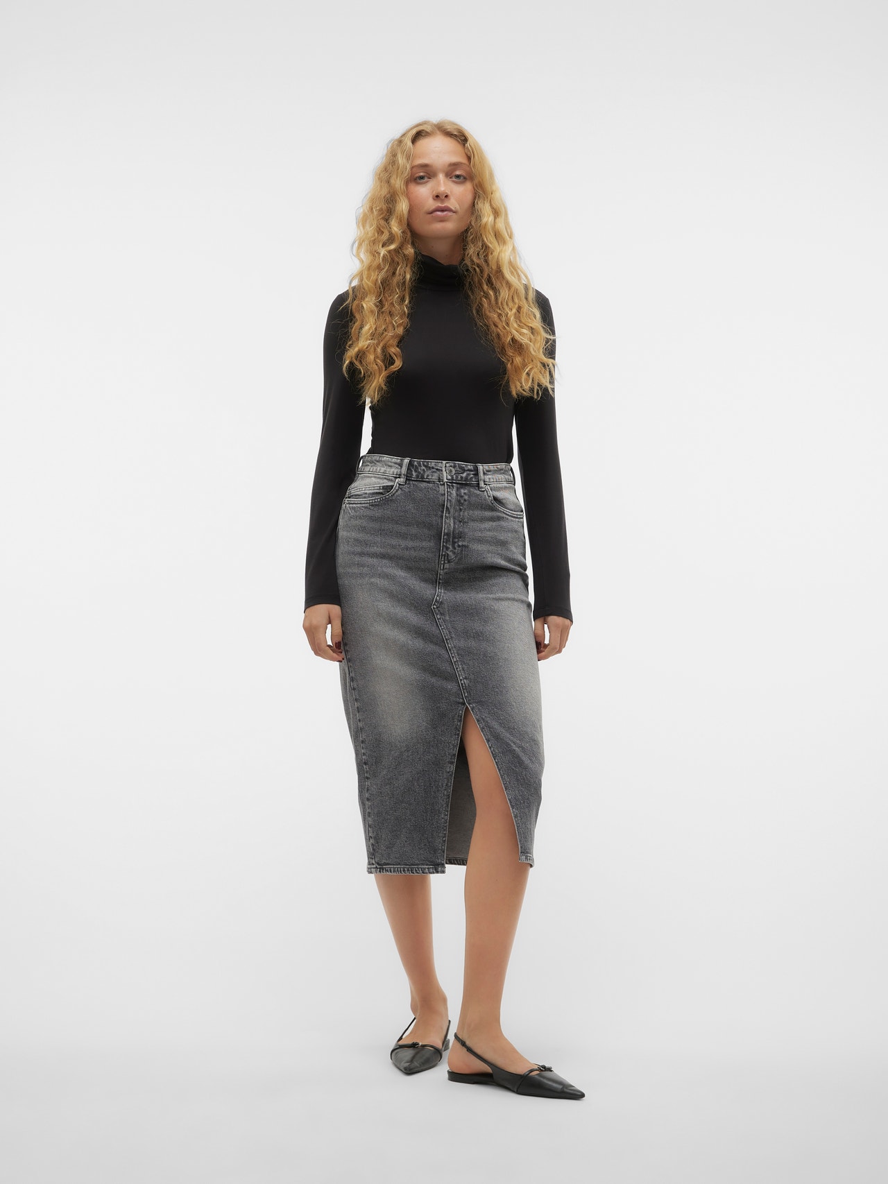 Vero Moda VMVERI Long Skirt -Medium Grey Denim - 10295731