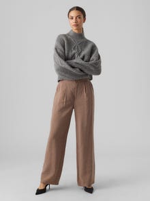 Vero Moda VMQUEENY High rise Broek -Brown Lentil - 10295928