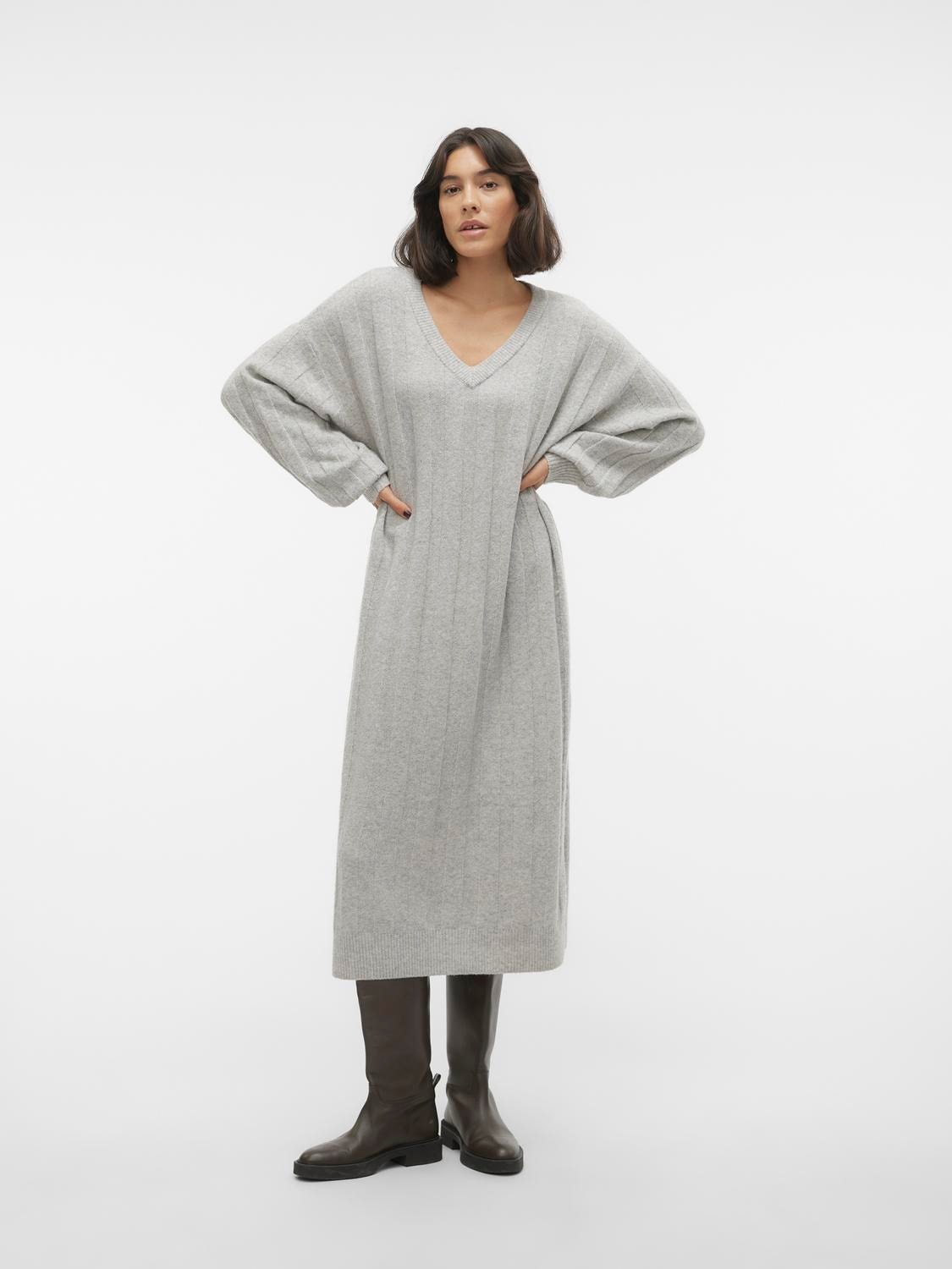 Vero Moda VMVERITY Lange jurk -Light Grey Melange - 10296231