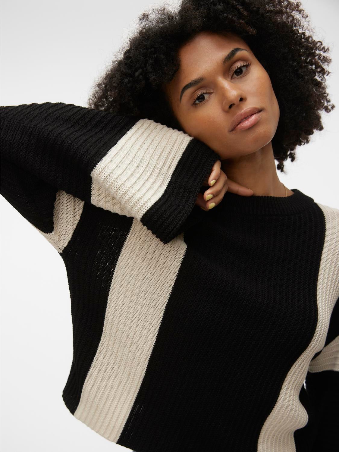 Boat neck Volume sleeves Pullover | Black | Vero Moda®