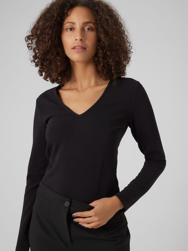 Fair Indigo Women's Organic Pima Cotton Long Sleeve V-Neck T-Shirt