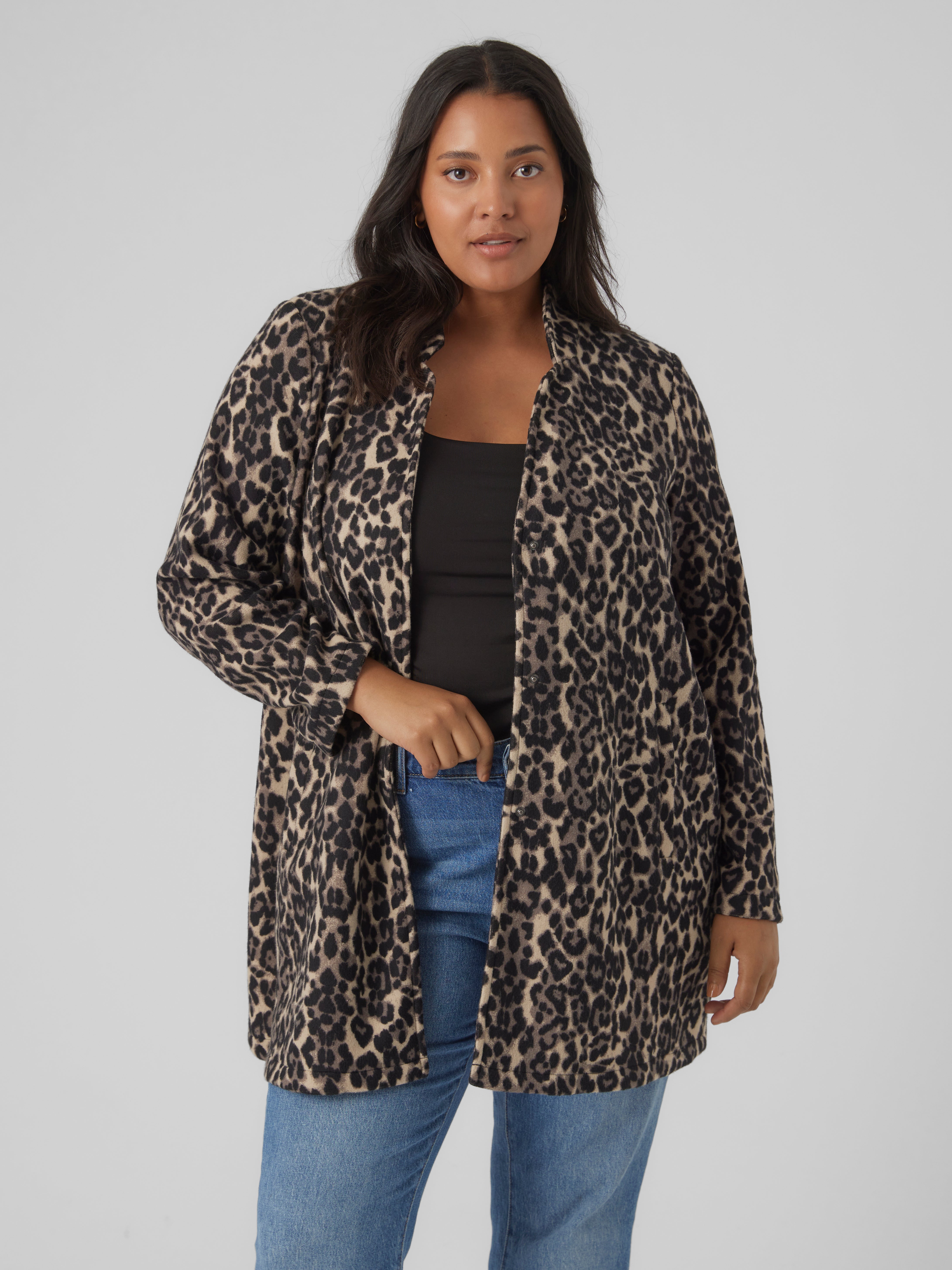 Leopard print plus size clearance jacket