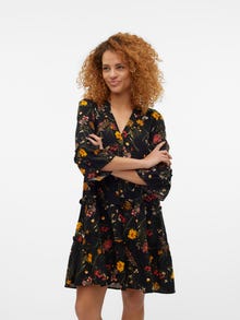 Vero Moda Tavapärane lõige V-kaelus Laiad varrukad Lühike kleit -Black - 10297359