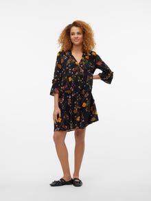 Vero Moda Tavapärane lõige V-kaelus Laiad varrukad Lühike kleit -Black - 10297359