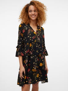 Vero Moda Tavapärane lõige V-kaelus Laiad varrukad Lühike kleit -Black - 10297359