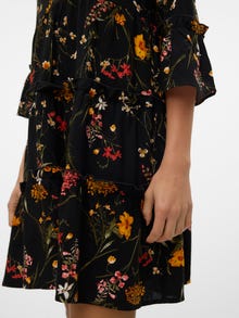 Vero Moda Tavapärane lõige V-kaelus Laiad varrukad Lühike kleit -Black - 10297359