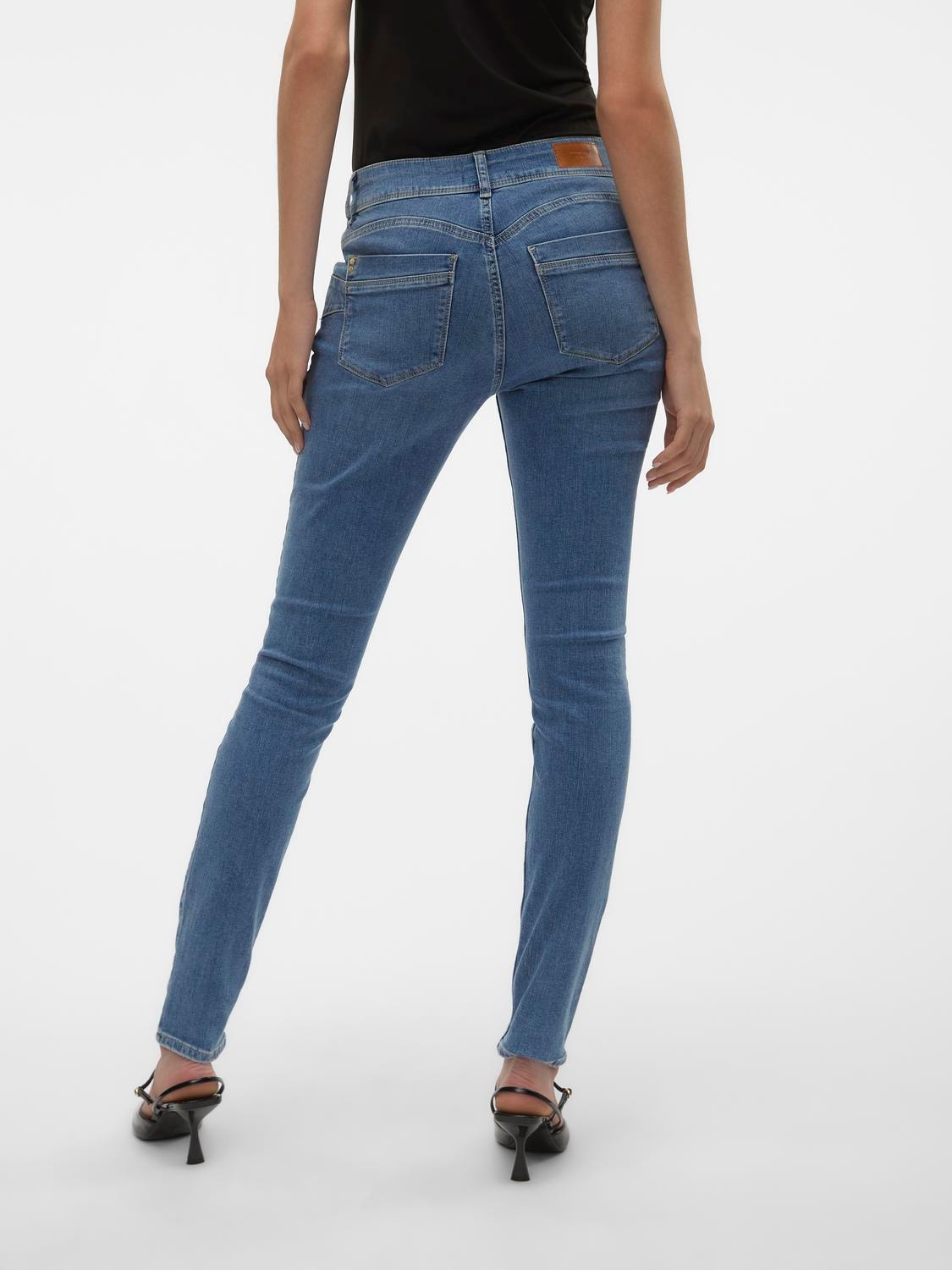 Vero Moda VMEMPOWER Mid Rise Skinny Fit Jeans -Medium Blue Denim - 10297940