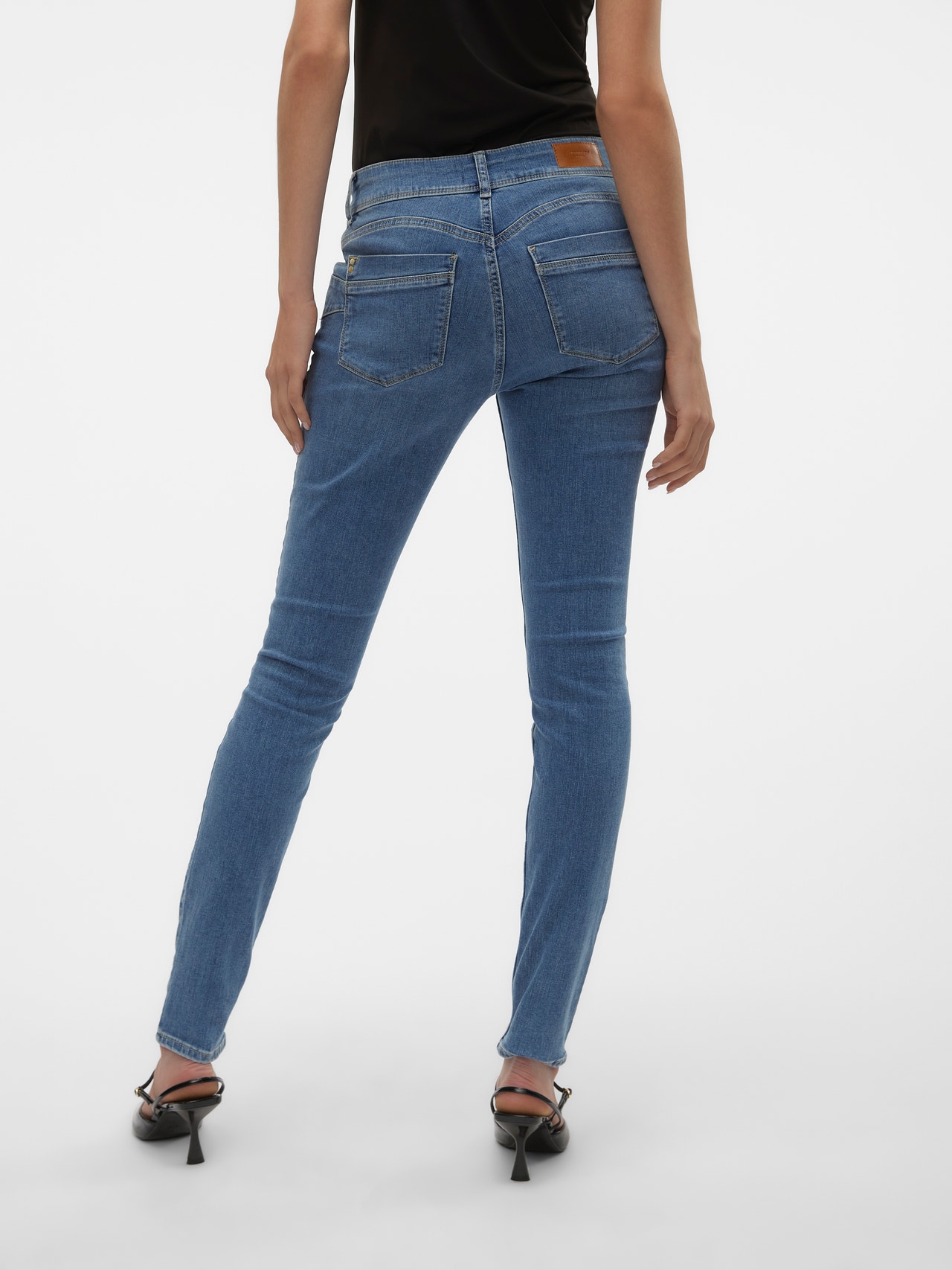 Vero Moda VMEMPOWER Normaali vyötärö Skinny fit Farkut -Medium Blue Denim - 10297940