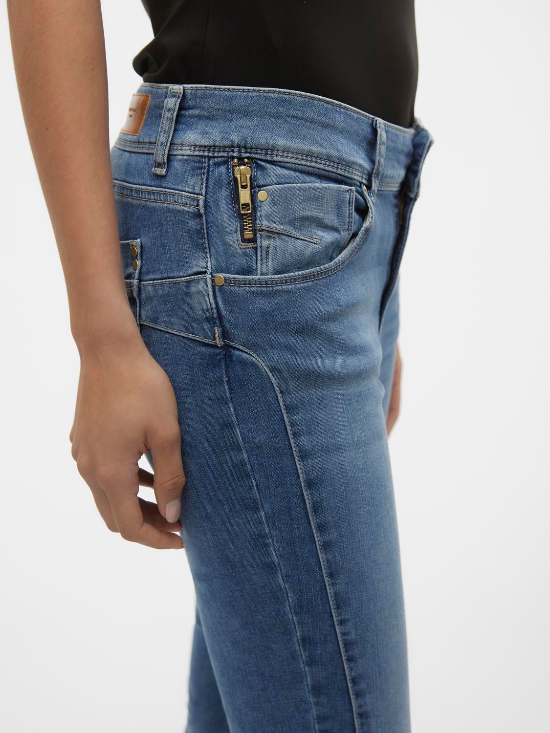 Vero Moda VMEMPOWER Mid Rise Skinny Fit Jeans -Medium Blue Denim - 10297940