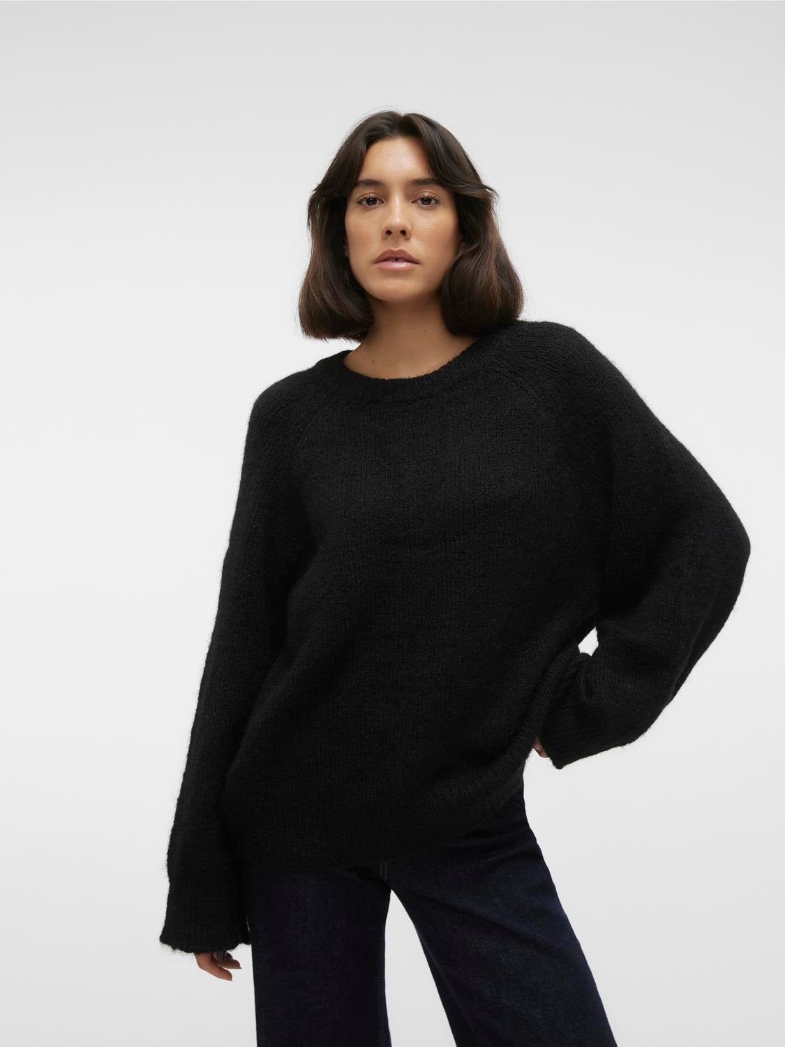 Regular Fit Round Neck Pullover | Black | Vero Moda®